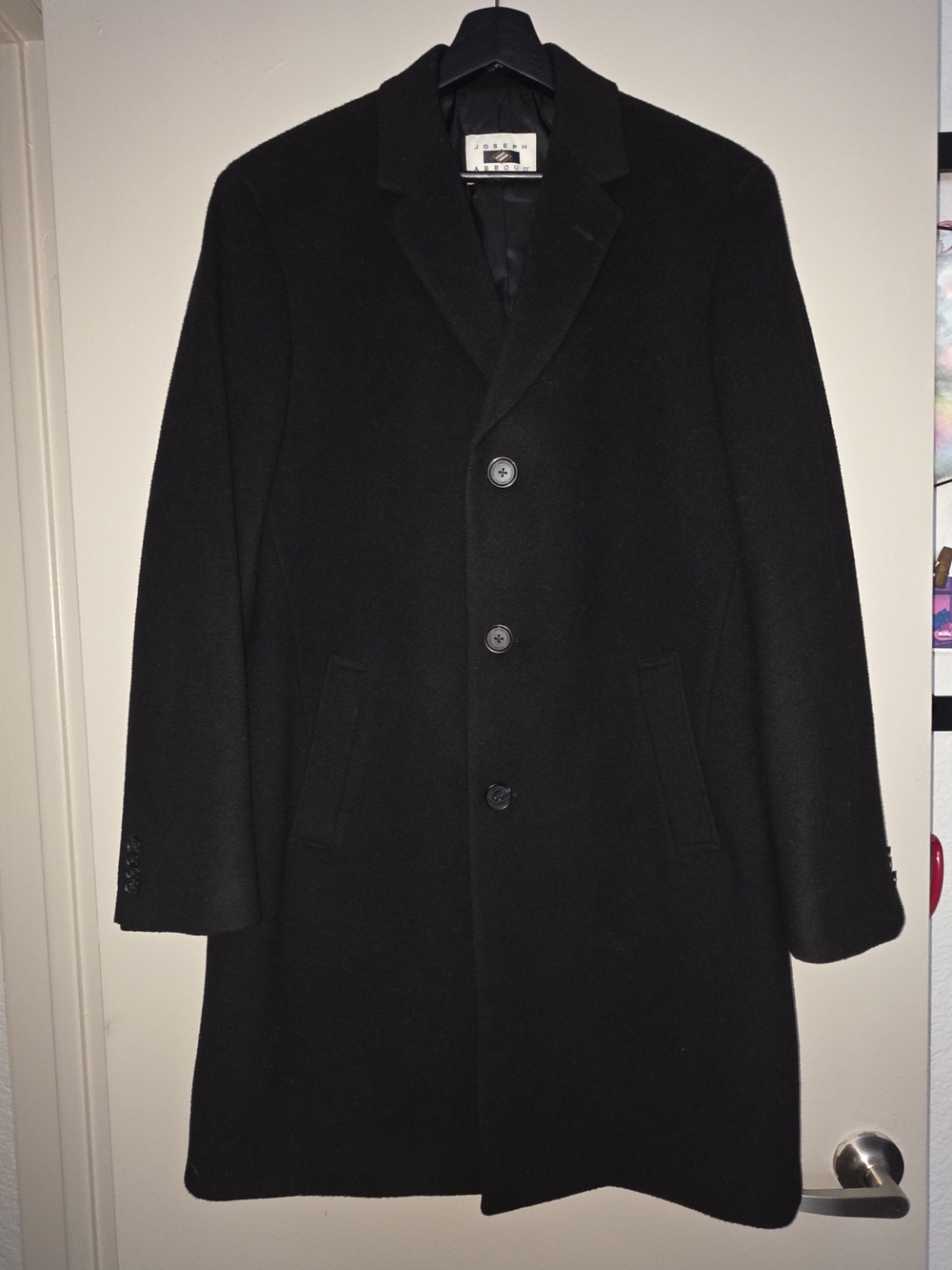 Men's Black Single-Breasted Overcoat